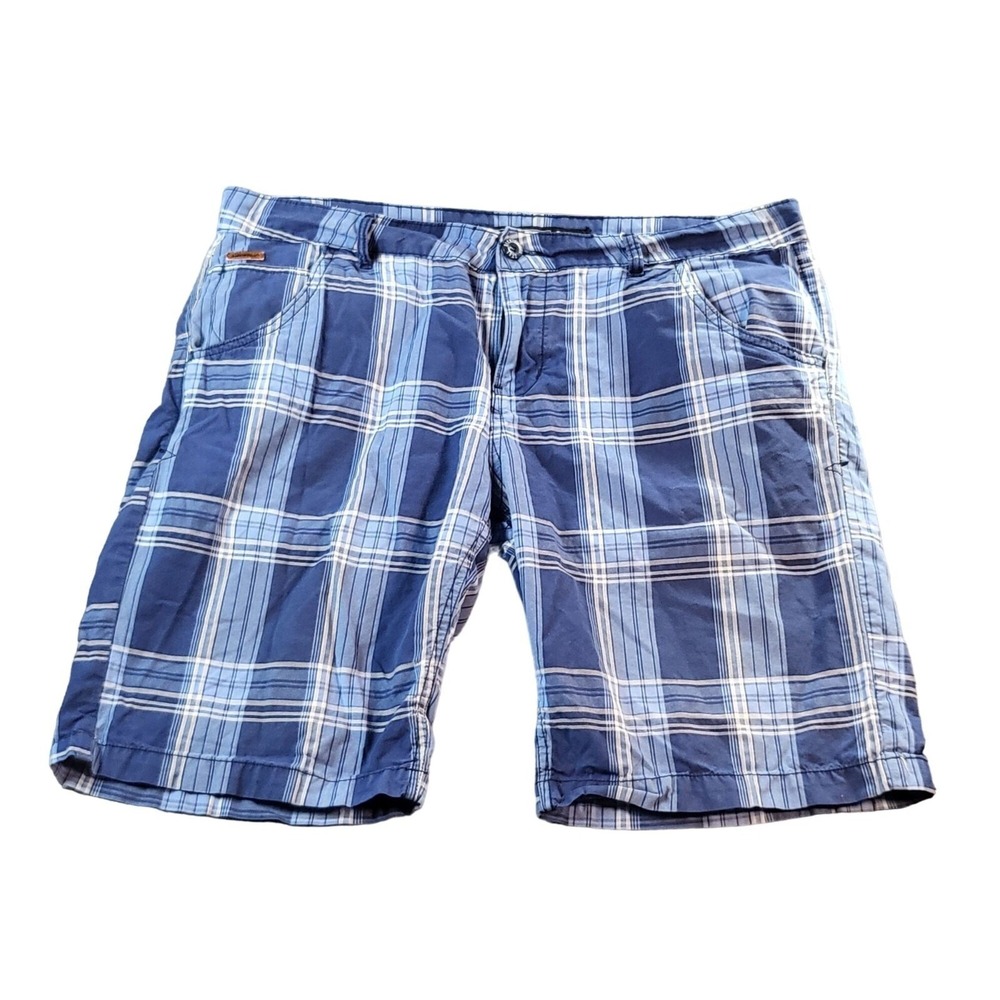 Dickies Slim Fit Chino Shorts Men Sz 38 Plaid Blue White Casual Summerwear Twill